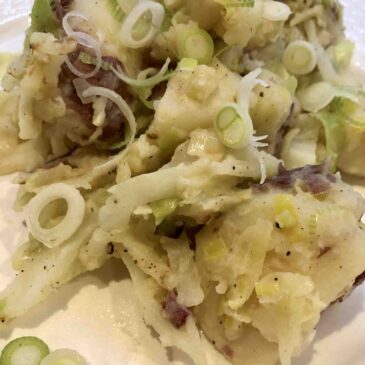 Irish colcannon (mashed red potato + cabbage)